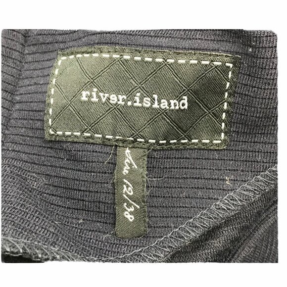 RIVER ISLAND Long Sleeve Dress Navy Blue EUR 38 US 10 Puff Bell Sleeves - Picture 4 of 6